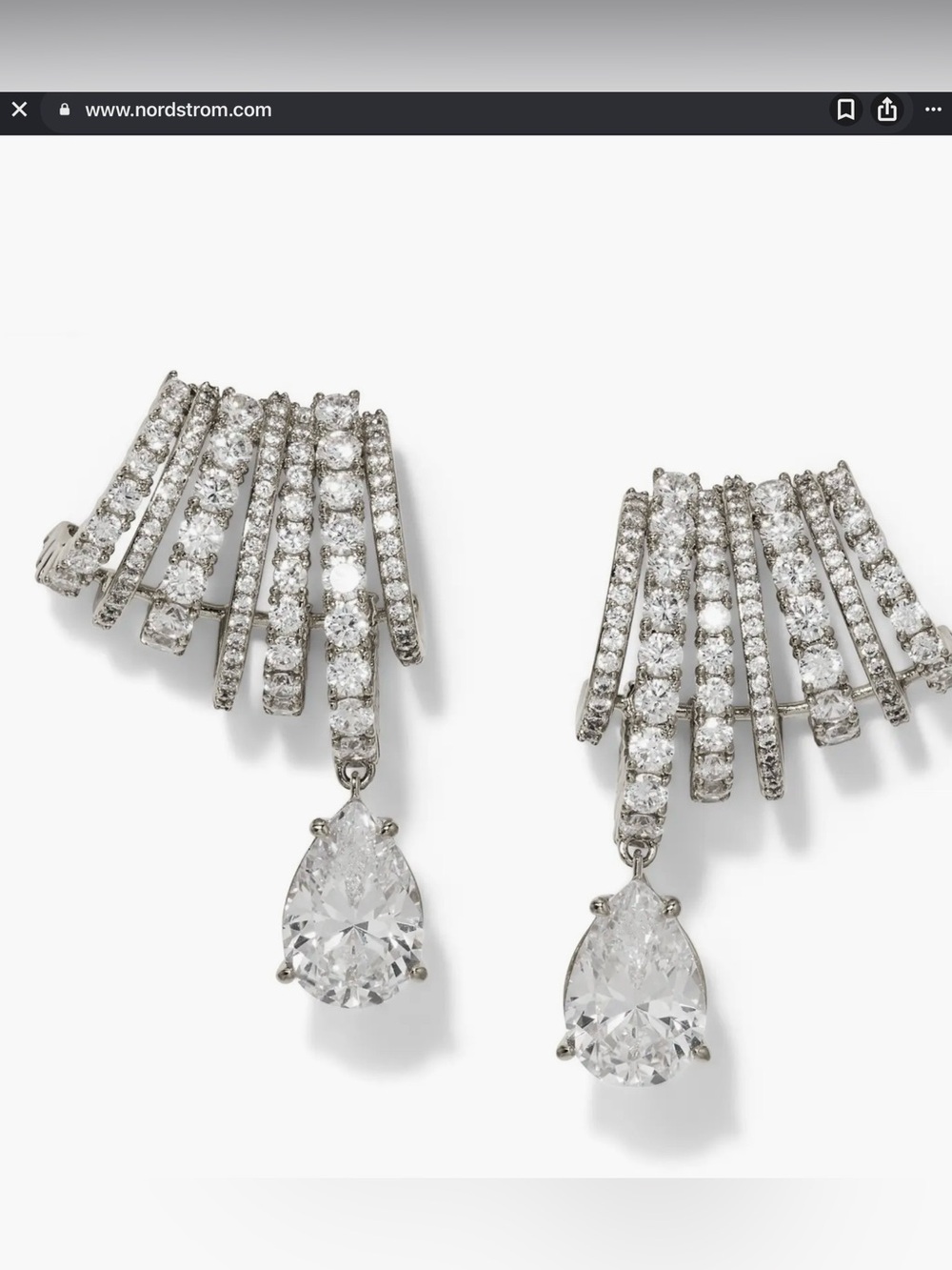 Nadri $190 Bonne Anne Cubic Zirconia Climber Earrings in Rhodium